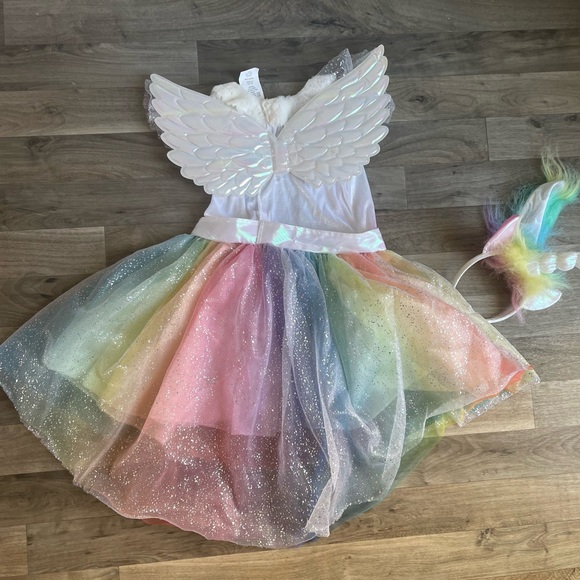 Rainbow Unicorn Kids Halloween Costume Dress with Wings - Picture 6 of 11